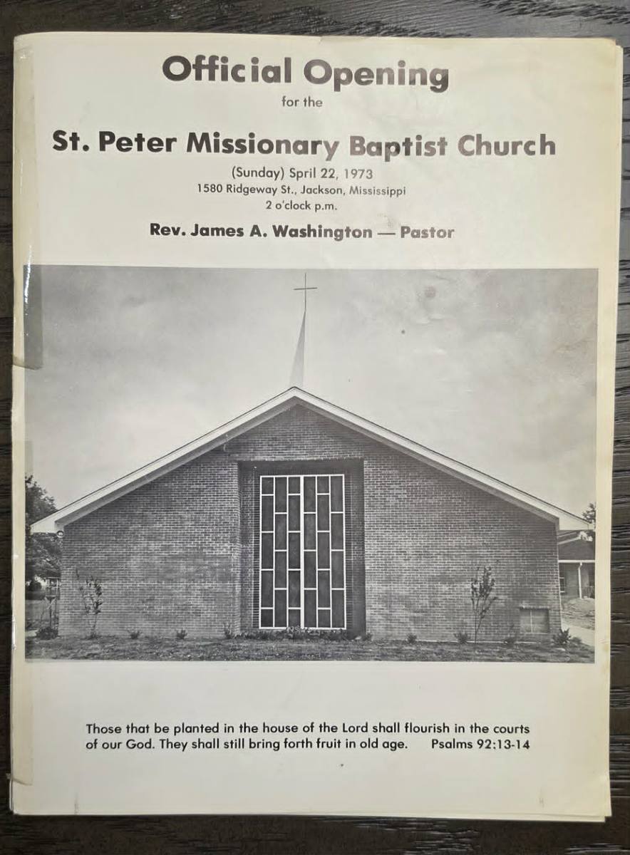 Official Opening program cover for St. Peter Missionary Baptist Church, April 22, 1973